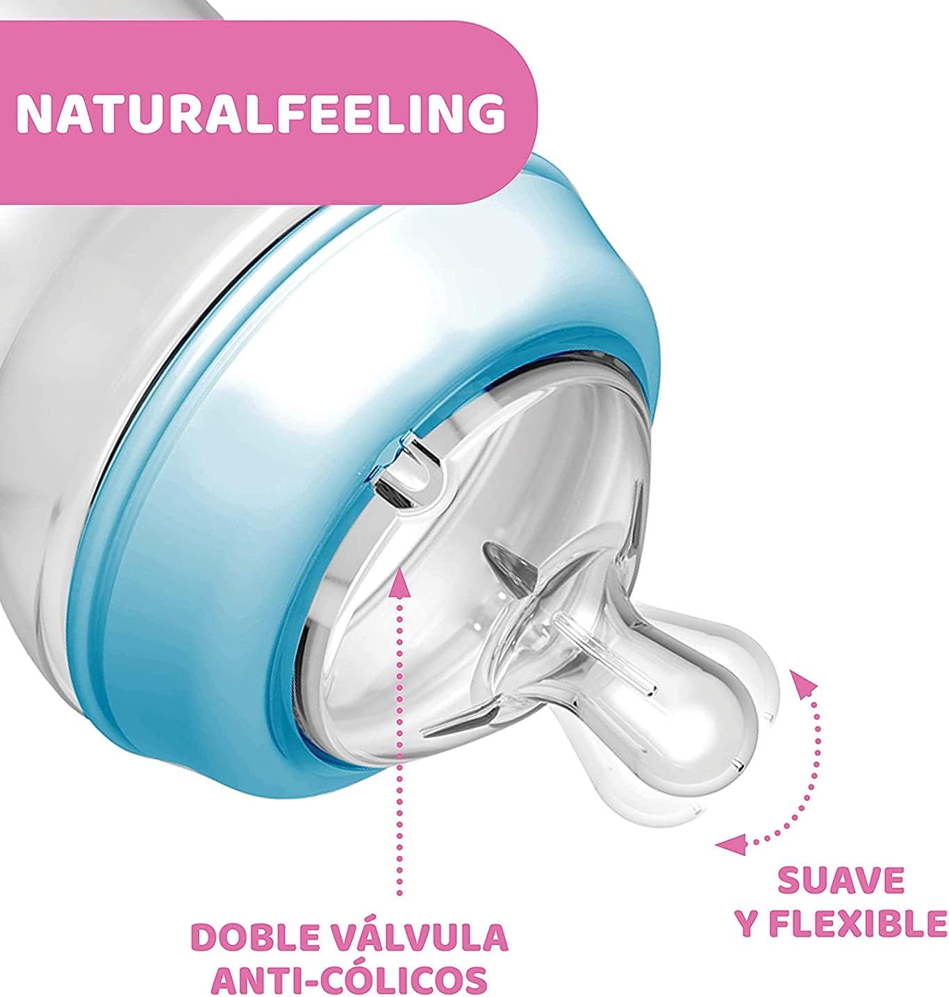 Chicco Natural Feeling Bottle 330ml Fast Flow 6M+ - Blue Chicco Natural Feeling Bottle 330ml Fast Flow 6M+ - Blue