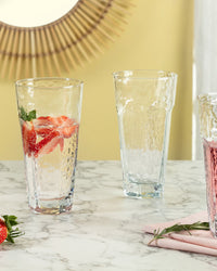 Madame Coco Floressa 4-Piece Beverage Glass Set by – Elegant Cut-Glass Drinking Glasses for Home & Entertaining