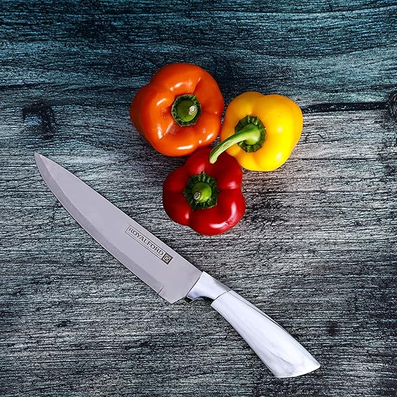 Royalford 8-Piece Knife Set with Rotating Stand – White Royalford 8-Piece Knife Set with Rotating Stand – White