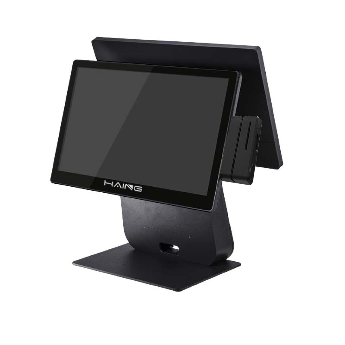 HAING A200S Dual 15.6-Inch POS Touchscreen Terminal with MSR, Core i7 7th Gen, 8GB RAM, 256GB SSD
