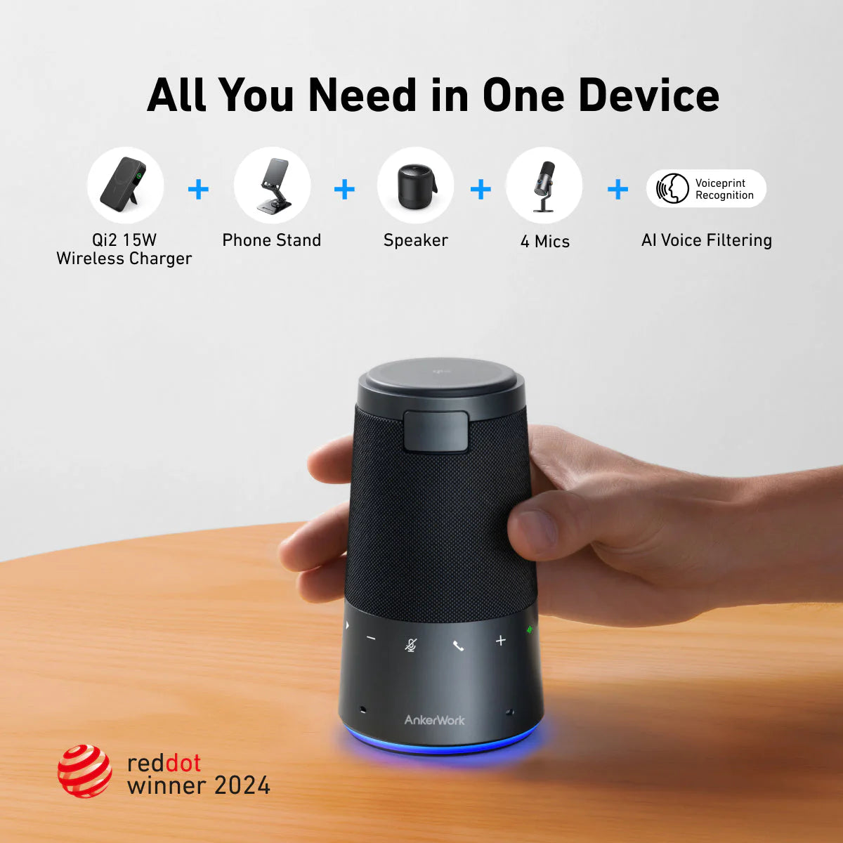 AnkerWork S600 AI Speakerphone with Qi2 Wireless Charging AnkerWork S600 AI Speakerphone with Qi2 Wireless Charging