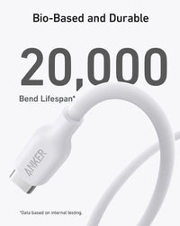 كابل Anker 542 USB-C إلى Lightning (Bio-Based 6ft) - أبيض 
