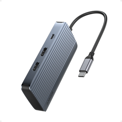 Anker USB-C Hub (7-in-1, Dual Display) Gray