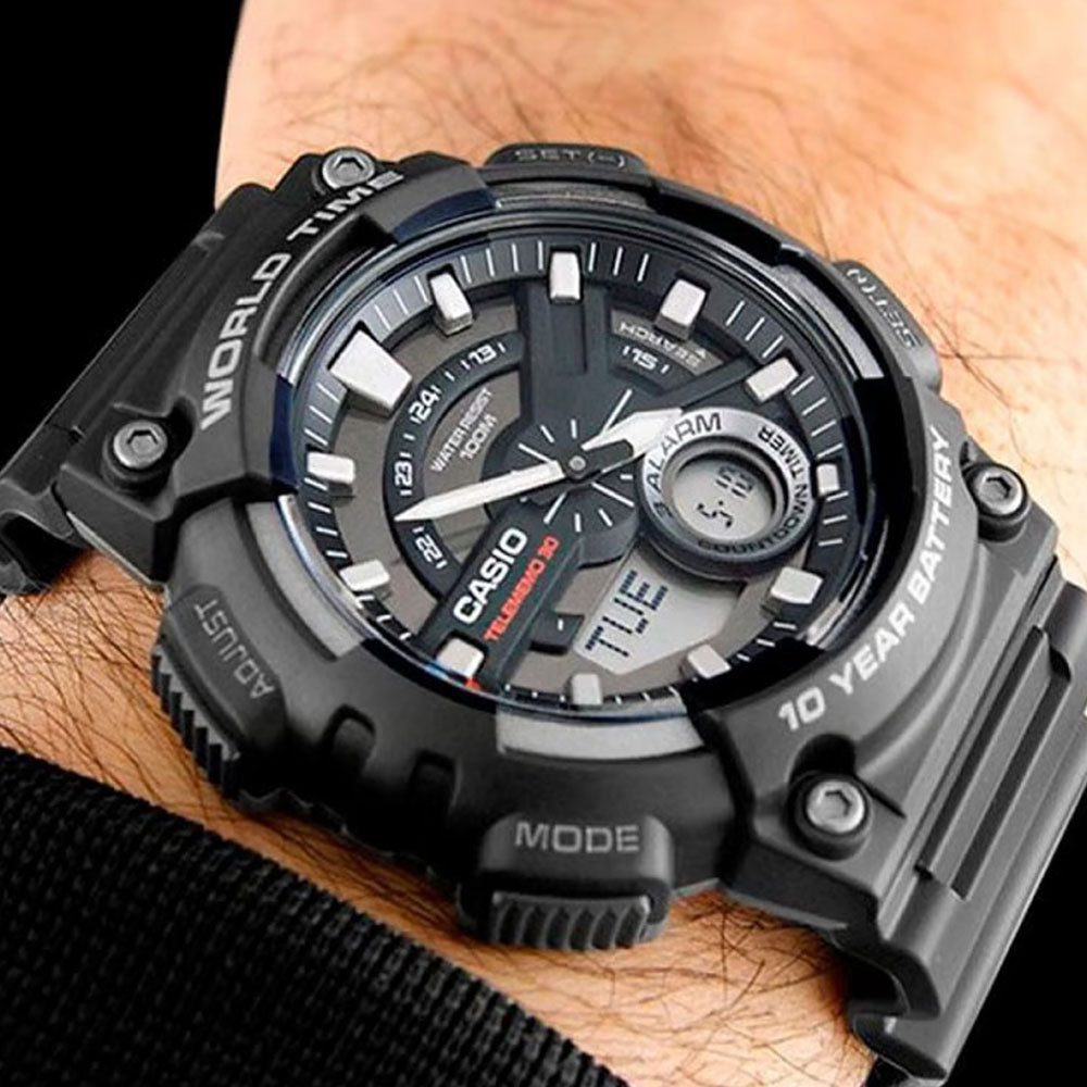 Casio Tele memo Black Rubber Black Dial For Men Casio Tele memo Black Rubber Black Dial For Men