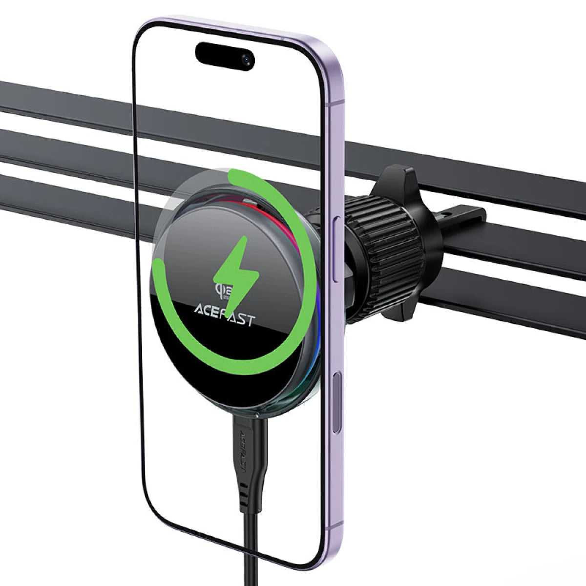 شاحن سيارة ACEFAST D61 مغناطيسي Qi2 25W تبريد RGB