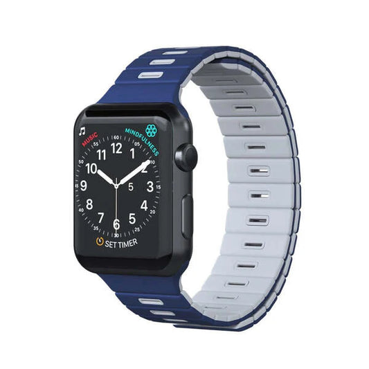 حزام معصم مغناطيسي (فقط الحزام) لساعة Apple Watch من Goui - أزرق/أبيض
 