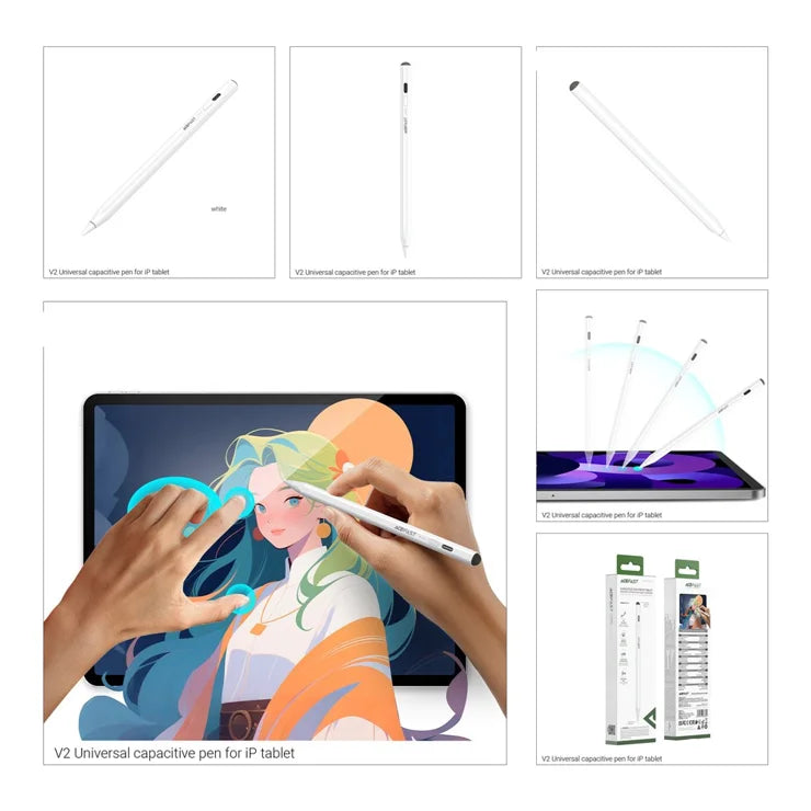 ACEFAST V2 Stylus Capacitive Pen for iPad – Active Recognition, Magnetic, USB-C Charging (White)