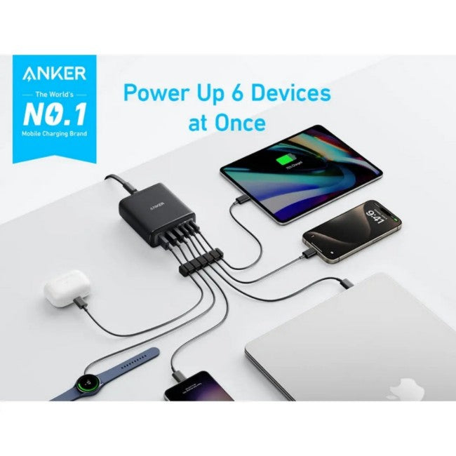 Anker 112W 6-Port GaN Charger - Black