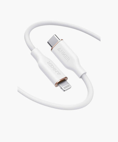 كابل Anker PowerLine III Flow USB-C مع موصل Lightning بطول 3 أقدام - أبيض 