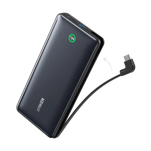 Anker Nano Power Bank 20,000mAh 30W Built In USB C Cable - Black