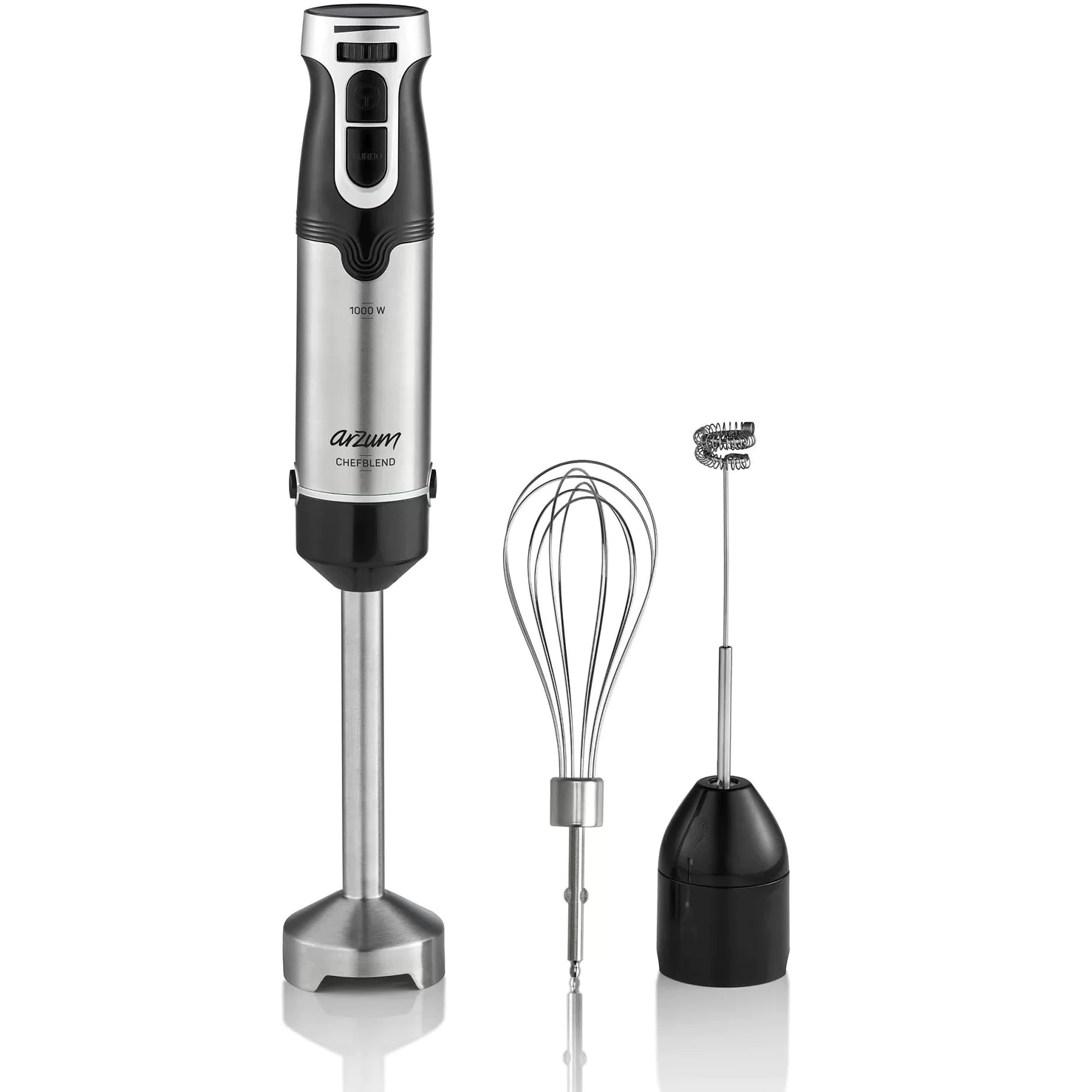 Arzum 1000W Hand Blender & Milk Frother, Inox