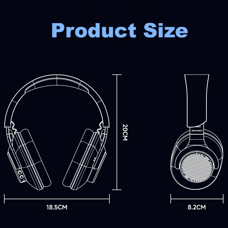 Awei Wireless Headphones Bluetooth Earphones Foldable Gaming Headset Sport Headphone with Mic Music Earbuds 300mAh