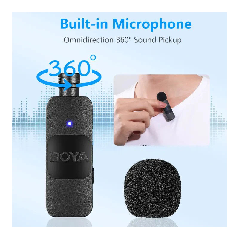 BOYA Ultracompact 2.4GHz Type-C Wireless Microphone System - Black BOYA Ultracompact 2.4GHz Type-C Wireless Microphone System - Black