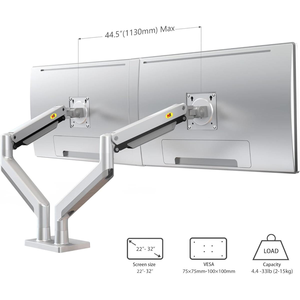 North Bayou G32 Adjustable Dual Monitor Stand 22"-32"