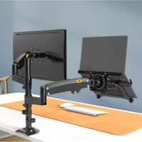 North Bayou H180-FP 10"-17" Laptop/Tablet 17"27" Monitors Ergonomic Gas-Spring Multifunctional Dual Bracket Desk Mount
