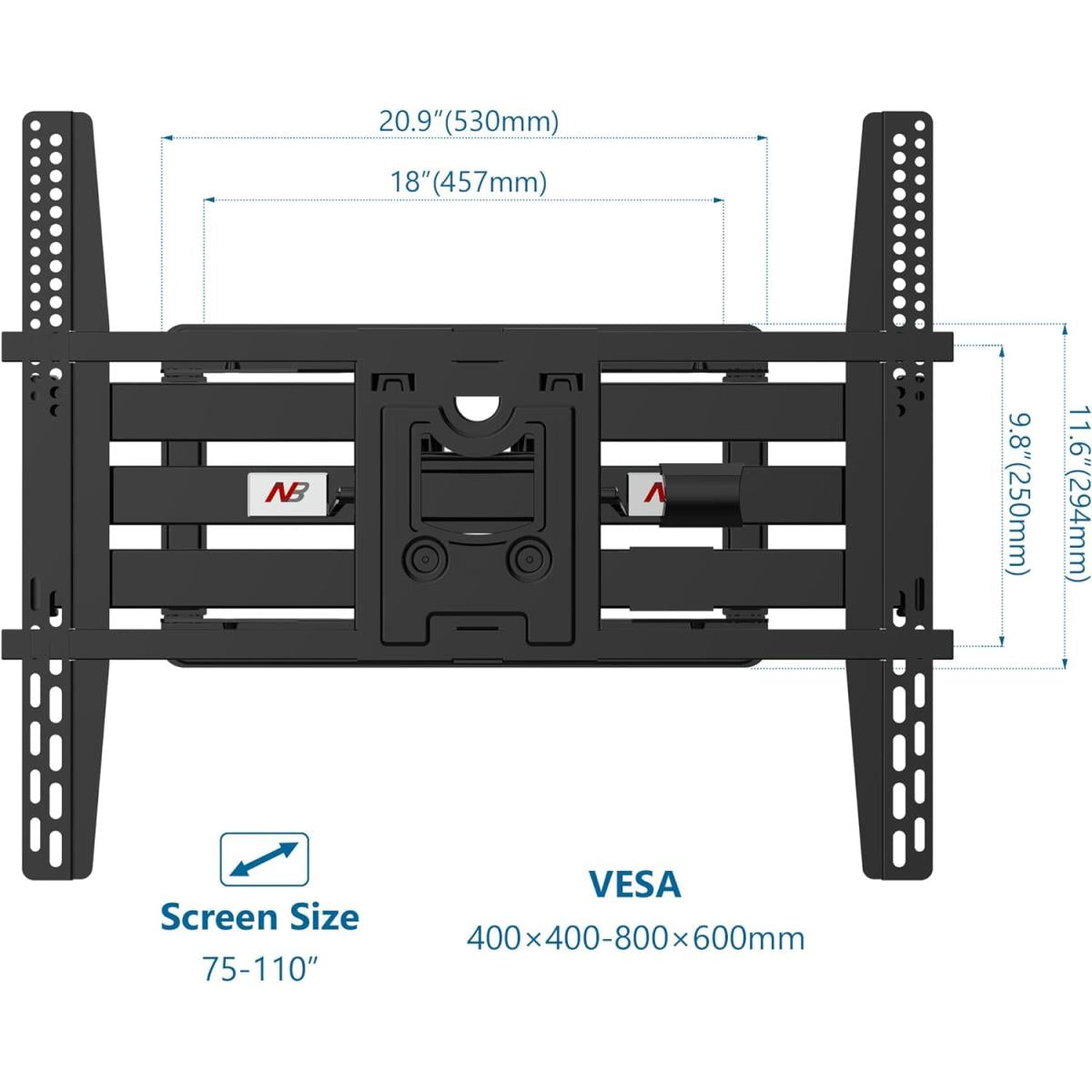 North Bayou SP5 Full Motion TV Wall Mount for 75"-110" Screens