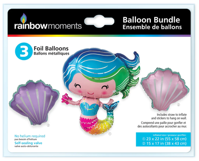 Rainbow Moments Foil Balloon Set, Mermaid Design