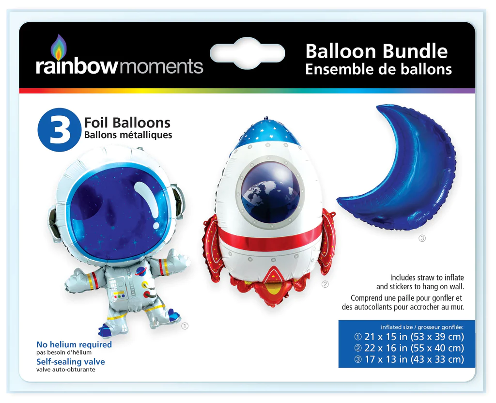 Rainbow Moments Foil Balloon Set, Space Design