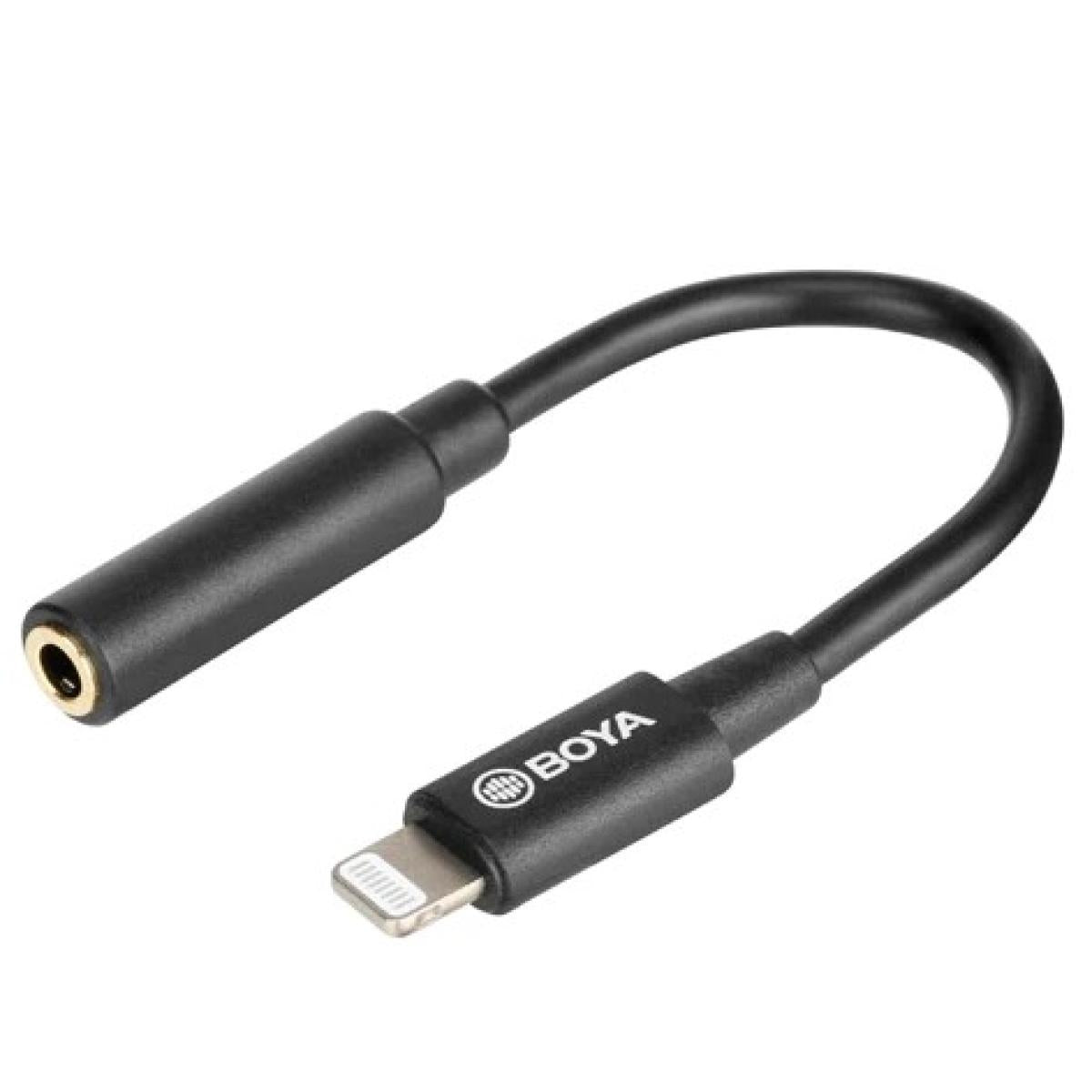BOYA 3.5mm TRRS Female to Lightning Male Audio Adapter Dongle Cable - Black