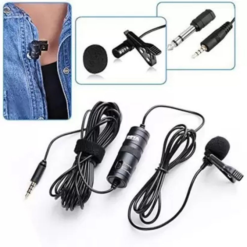 Boya Auxiliary Omnidirectional Lavalier Wired Microphone With 20ft Audio Cable