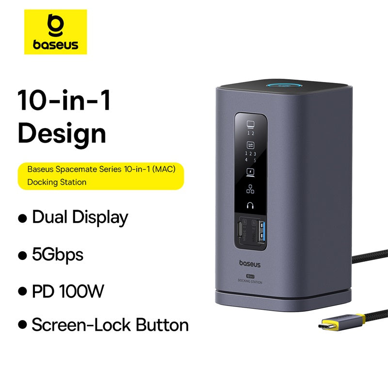 Baseus Spacemate 10 in 1 Docking Station for Mac - Space Grey Baseus Spacemate 10 in 1 Docking Station for Mac - Space Grey
