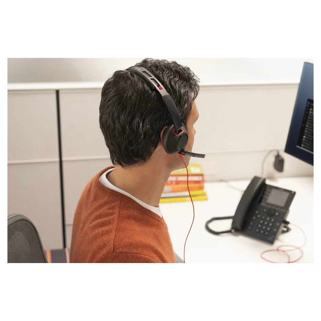 Poly Blackwire C5220T USB Corded Headset for Call Centers by HP – Noise-Canceling | Teams & Zoom Certified