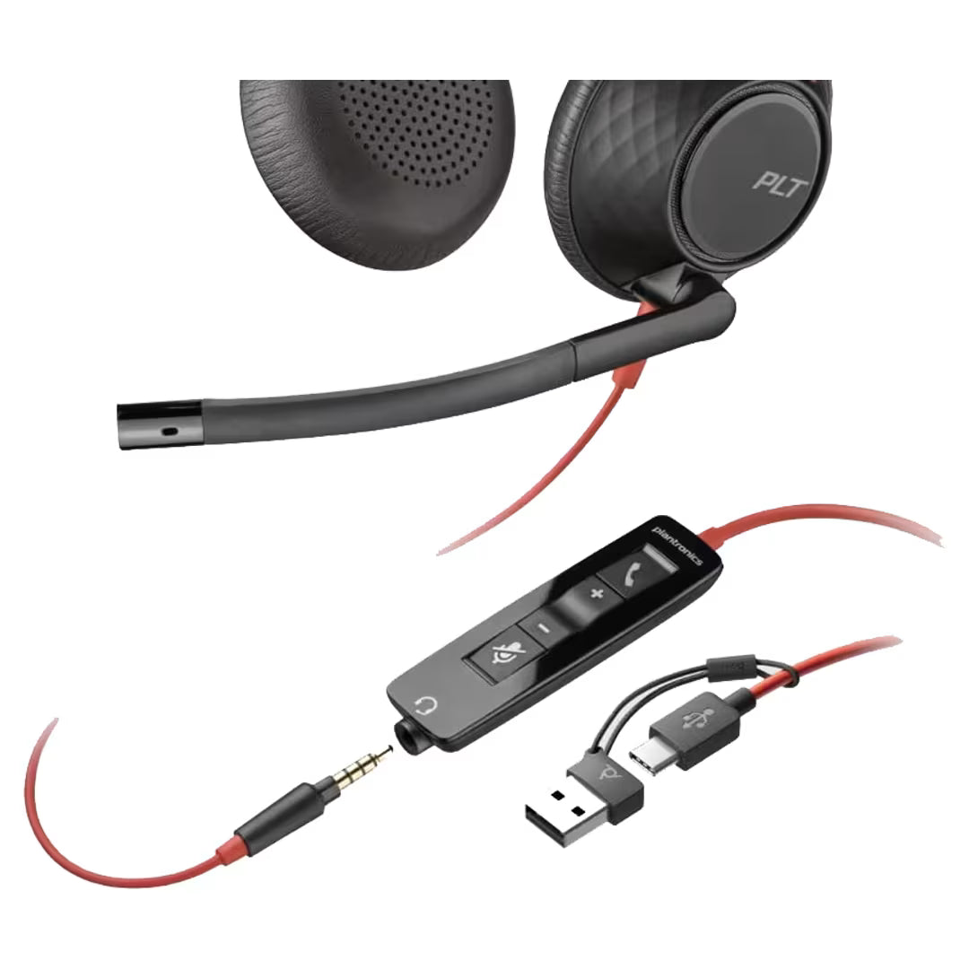 Poly Blackwire C5220T USB Corded Headset for Call Centers by HP – Noise-Canceling | Teams & Zoom Certified