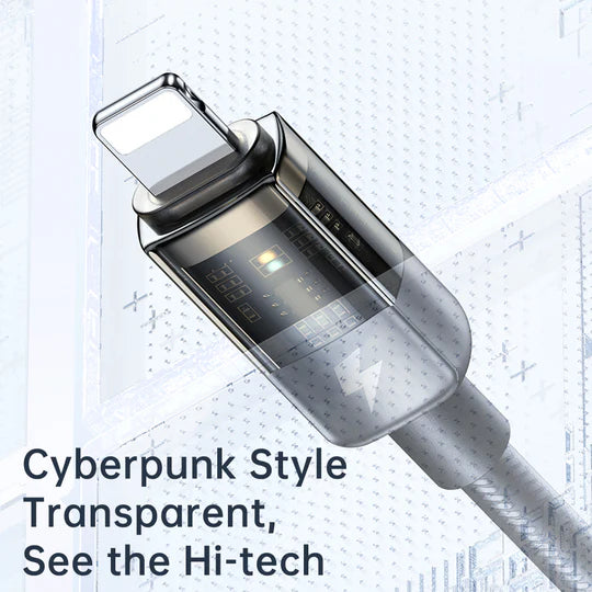 كابل مكدودو لايتينج 1.2 متر مع إيقاف التشغيل التلقائي وتصميم شفاف - أسود