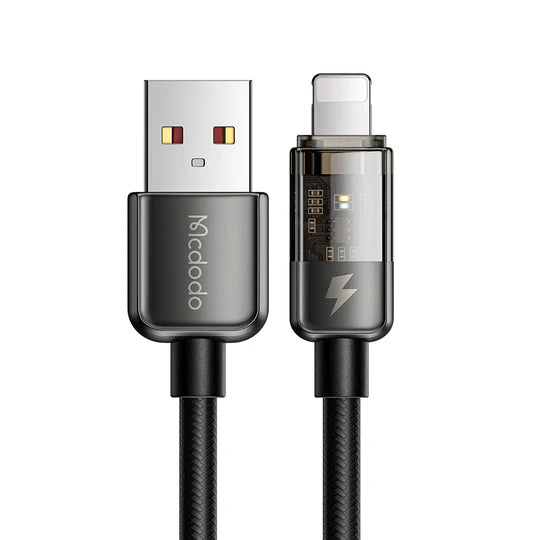 Mcdodo Lightning 1.2m Cable with Auto Power Off & Transparent Design - Black Mcdodo Lightning 1.2m Cable with Auto Power Off & Transparent Design - Black