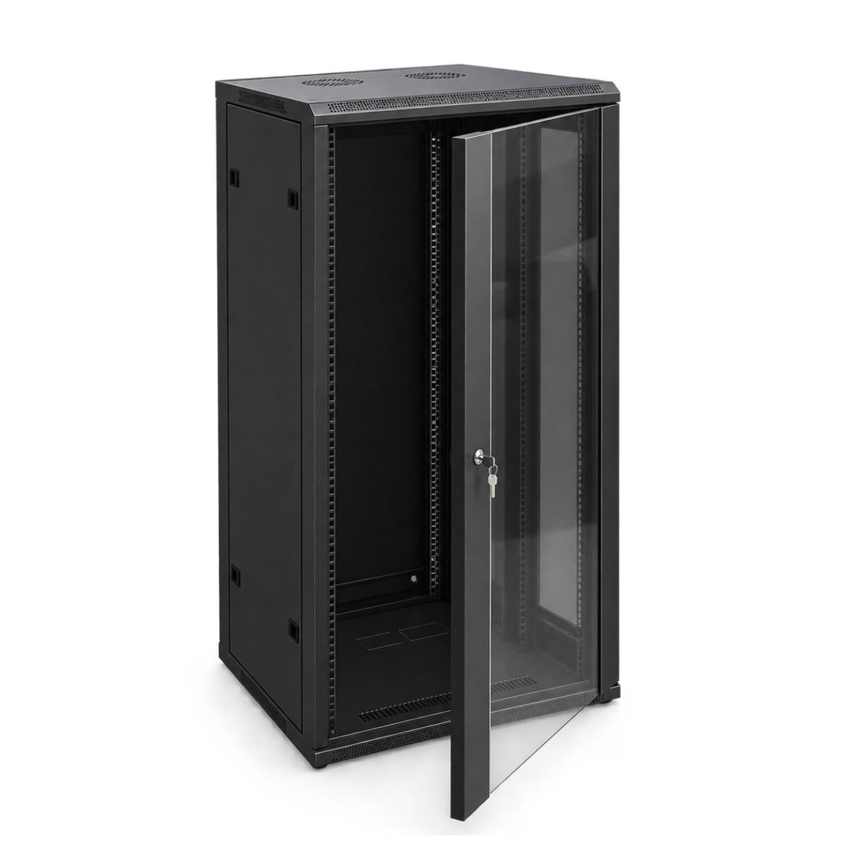 HAING 27U Network Cabinet, 600 x 600 x 1390mm, Glass Door, Dual Fans, 6-Port PDU and Shelf