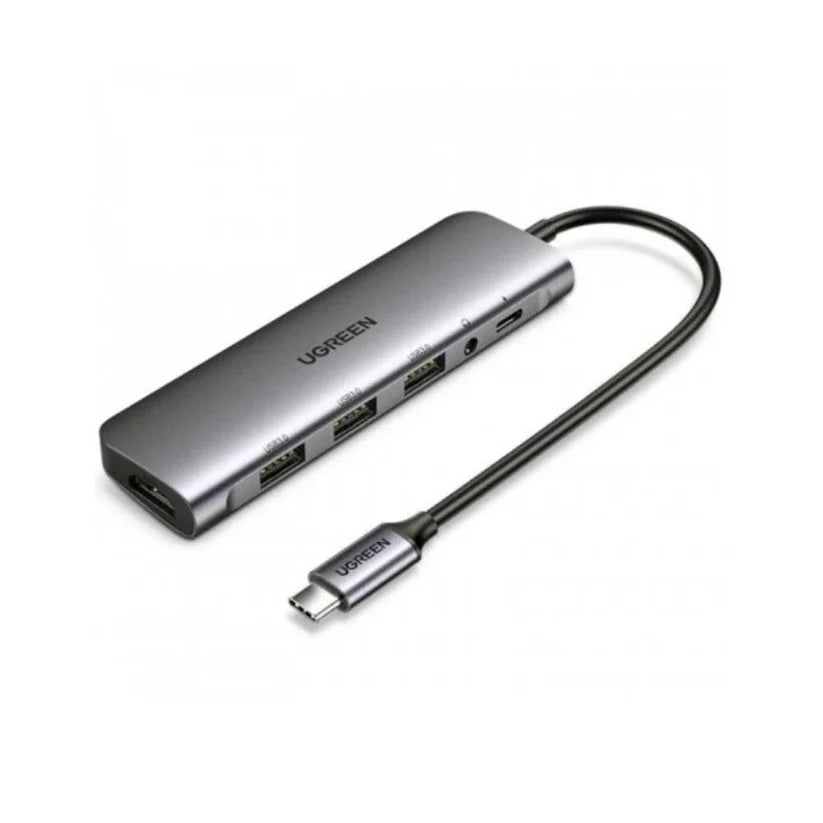 محول UGREEN USB-C متعدد الوظائف بـ HDMI و3×USB وصوت 3.5مم