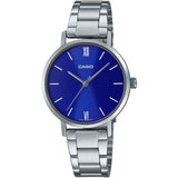 Casio Watch LTP-VT02D-2A. Triple clasp; Stainless steel strap