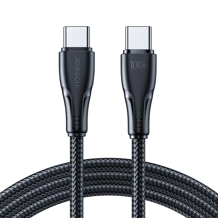 Joyroom Nylon Type C to Type C Cable 100W Fast & Durable - Black & White Joyroom Nylon Type C to Type C Cable 100W Fast & Durable - Black & White
