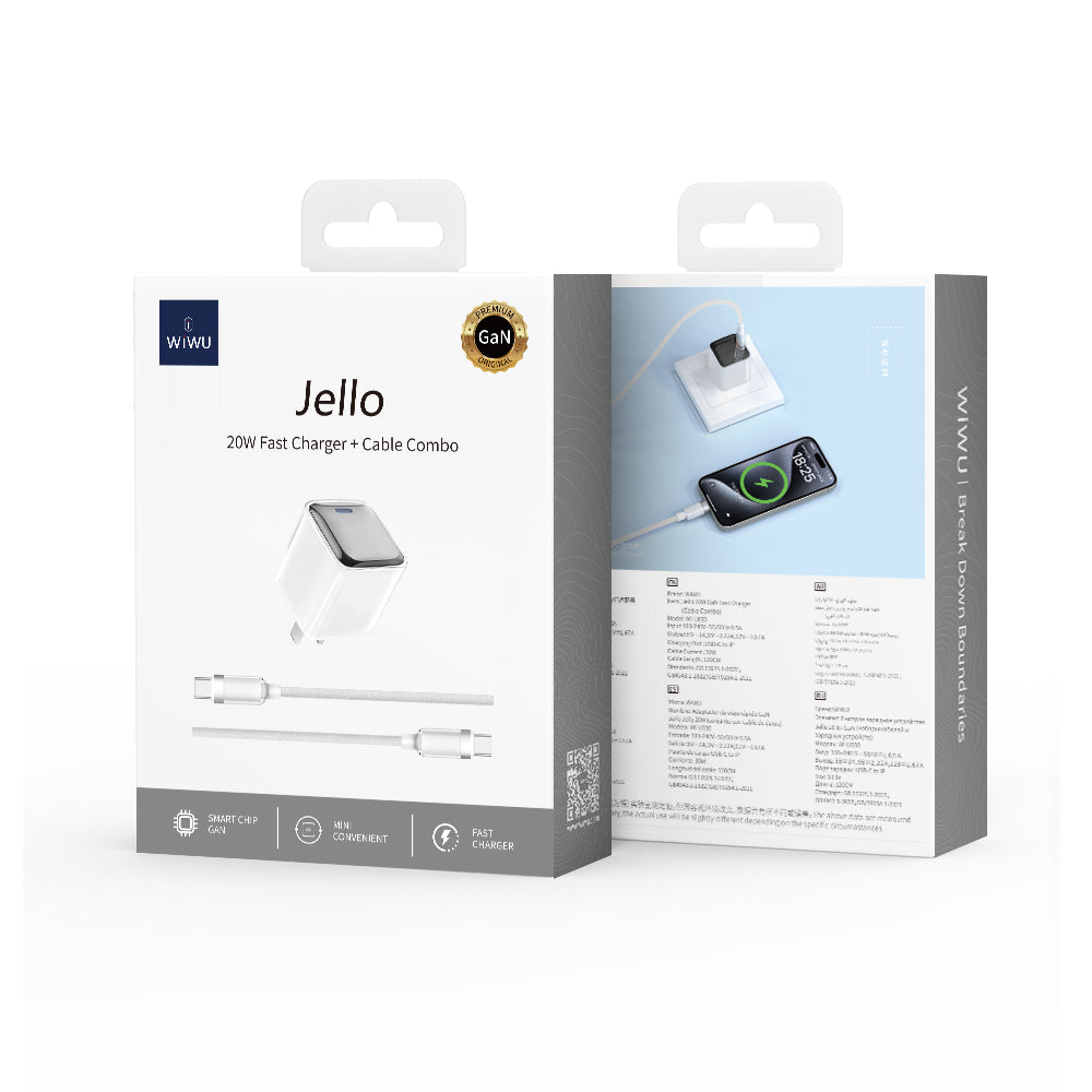 WIWU Jello 20W GaN & Cable Fast & Versatile Charging - White WIWU Jello 20W GaN & Cable Fast & Versatile Charging - White
