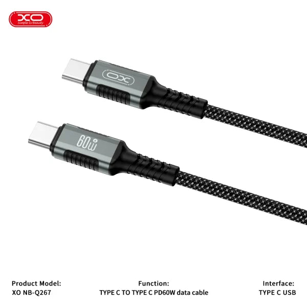 XO NBQ267 Magnetic Cable 60W – Fast Type-C to Type-C Charging XO NBQ267 Magnetic Cable 60W – Fast Type-C to Type-C Charging