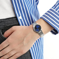 Casio Classic Silver Steel With Date Blue Dial for Women