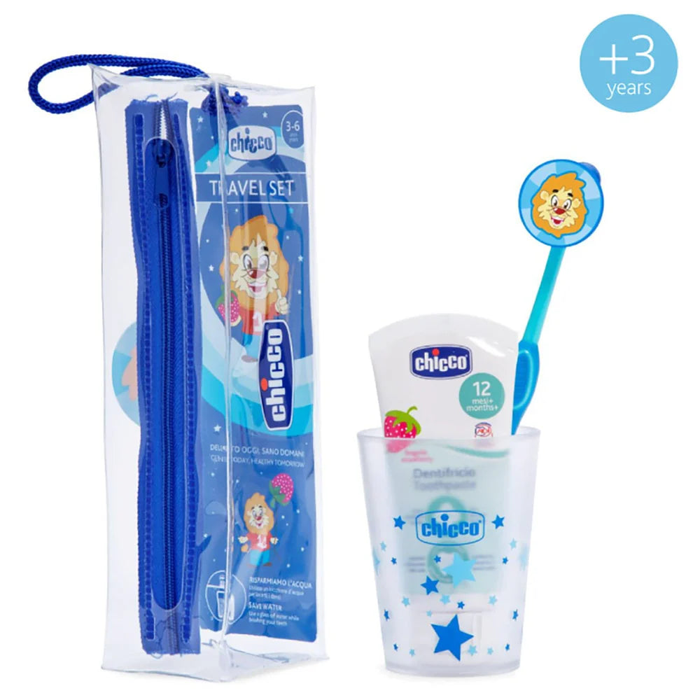 Chicco 36M+ Oral Care Set for Boys Travel-Friendly - Blue Chicco 36M+ Oral Care Set for Boys Travel-Friendly - Blue