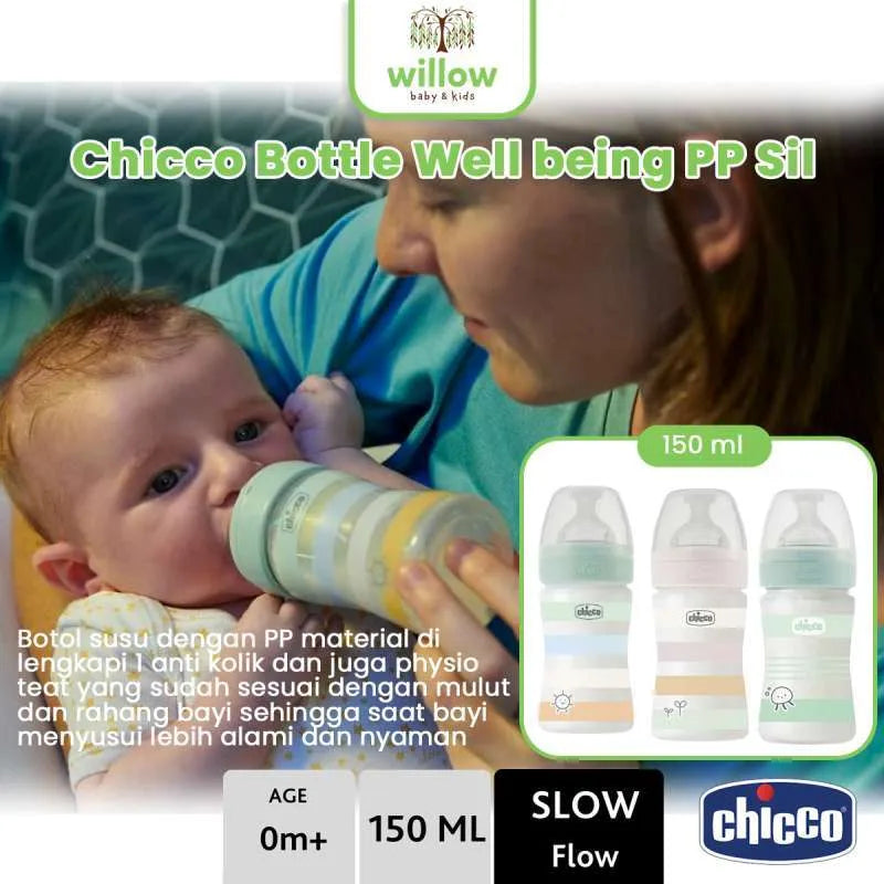Chicco BOTTLE WB PP GIRL 150 SLOW SIL Safe & Anti-Colic - WHITE