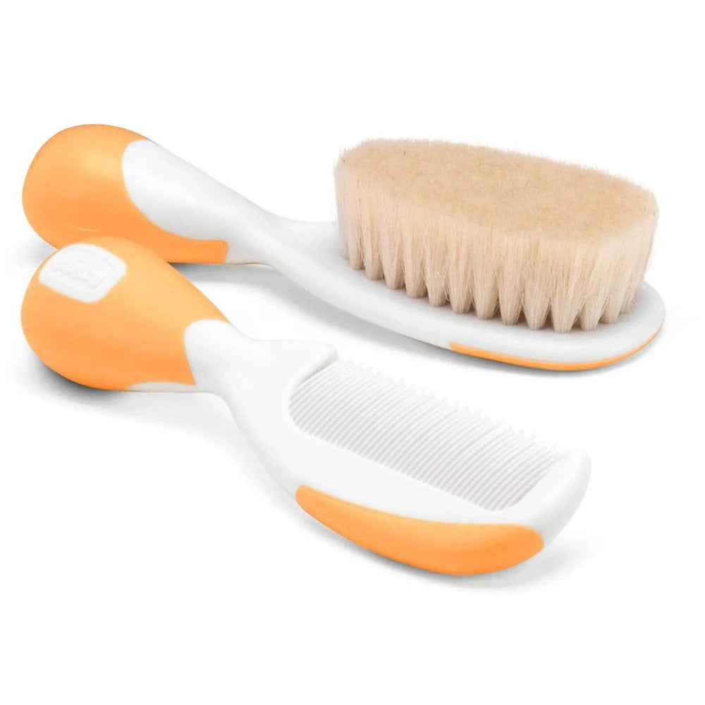 Chicco Baby Brush & Comb Set Soft & Safe - Orange Chicco Baby Brush & Comb Set Soft & Safe - Orange