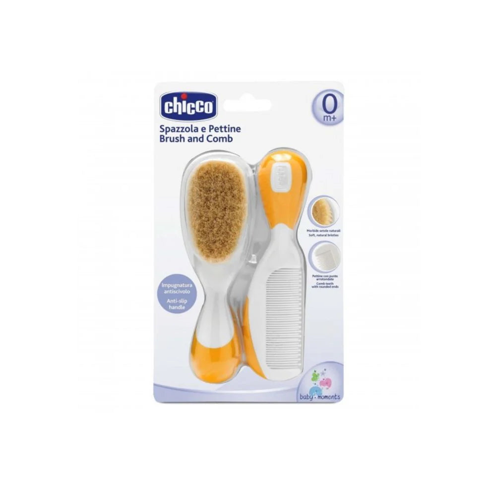 Chicco Baby Brush & Comb Set Soft & Safe - Orange