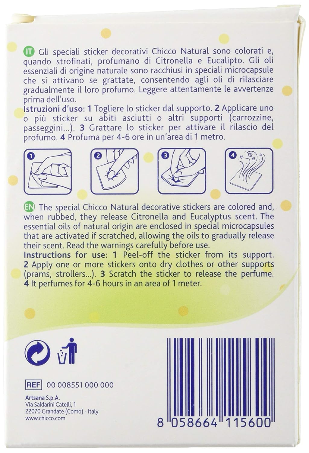 Chicco Colored & Perfumed Stickers Citronella Protection 12pcs Chicco Colored & Perfumed Stickers Citronella Protection 12pcs