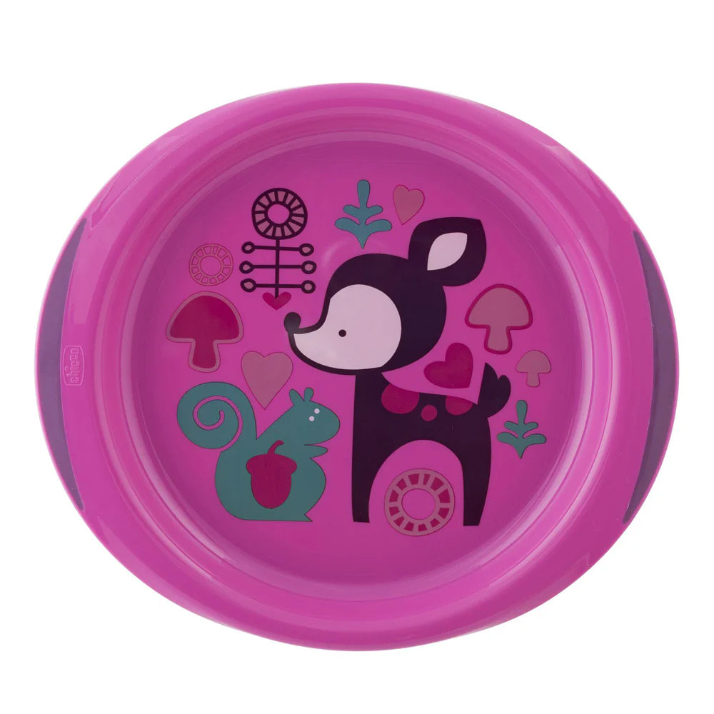 Chicco Dish Set 12M+  Girl Safe Non-Slip & Easy to Use