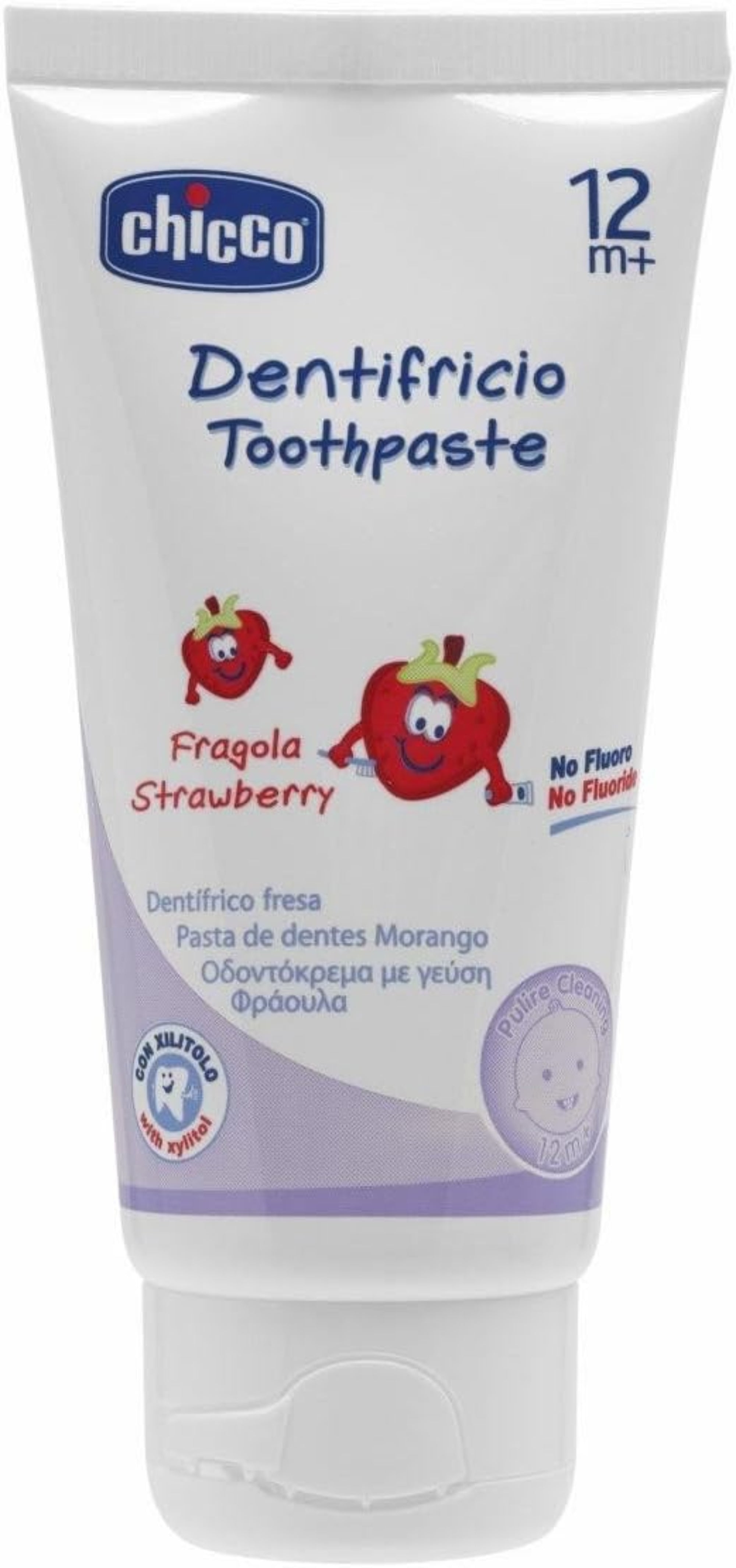 Chicco Kids Toothpaste 1-5Y Strawberry Flavor Fluoride-Free