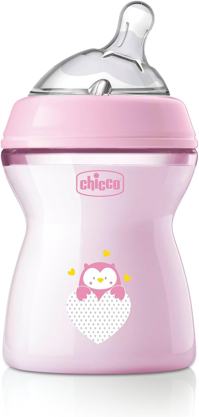 Chicco Natural Feeling Baby Bottle 250ml Anti-Colic - 2M+ - Pink