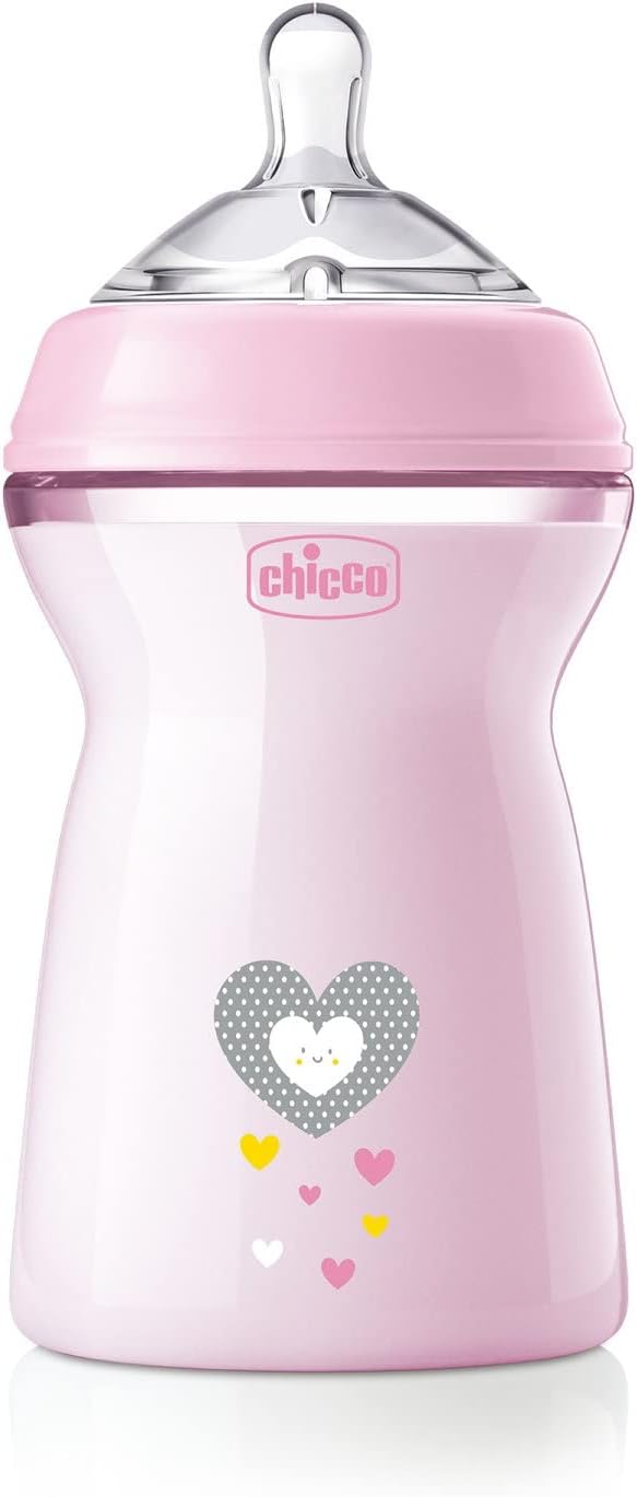 Chicco Natural Feeling Bottle 330ml Fast Flow 6M+ - Pink Chicco Natural Feeling Bottle 330ml Fast Flow 6M+ - Pink
