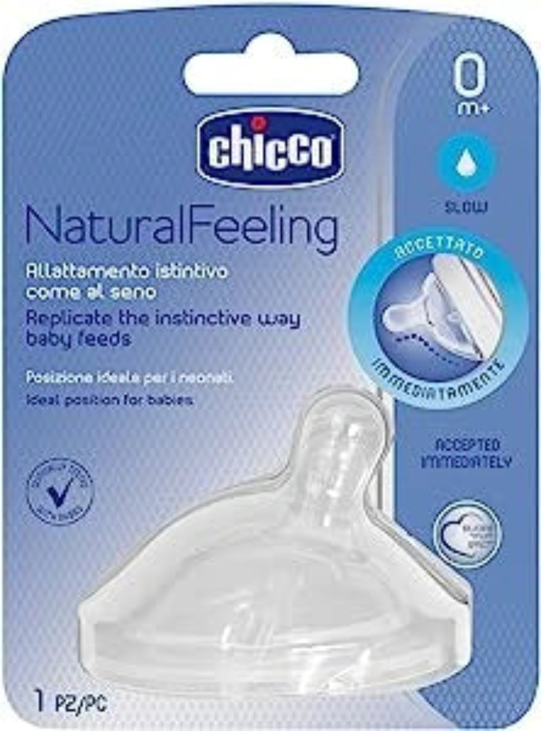 Chicco Natural Feeling Teat 0m+ Regular Flow Anti-Colic 1 pc Chicco Natural Feeling Teat 0m+ Regular Flow Anti-Colic 1 pc