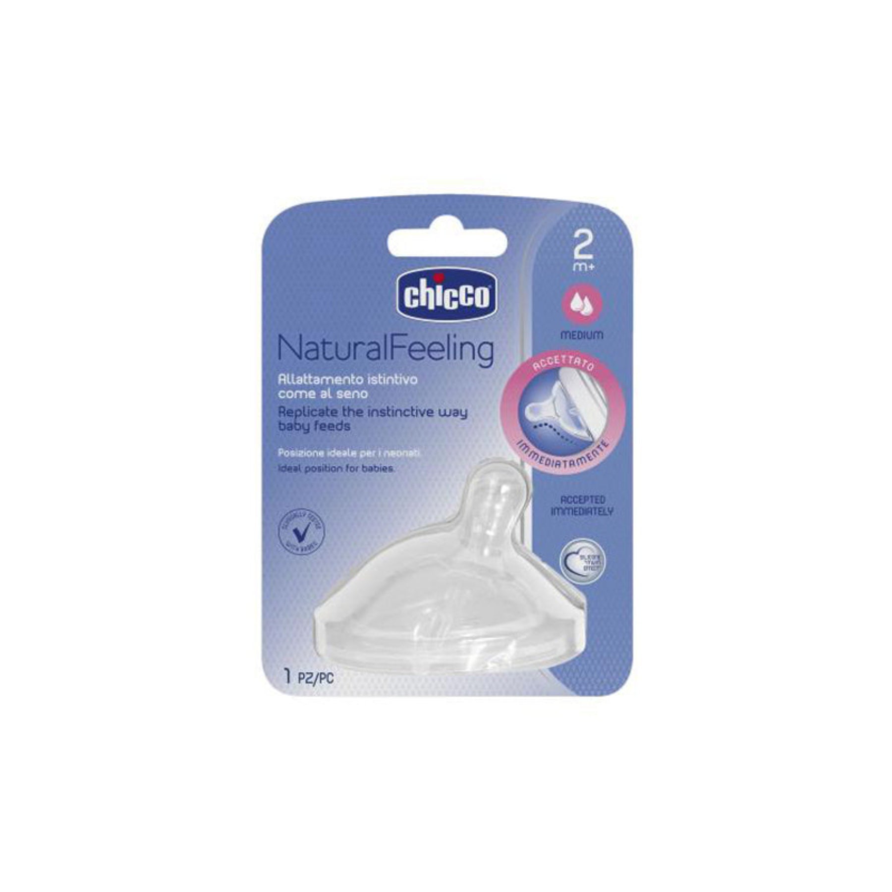 Chicco Natural Feeling Teat 2m+ Medium Flow Anti-Colic 1 pc Chicco Natural Feeling Teat 2m+ Medium Flow Anti-Colic 1 pc