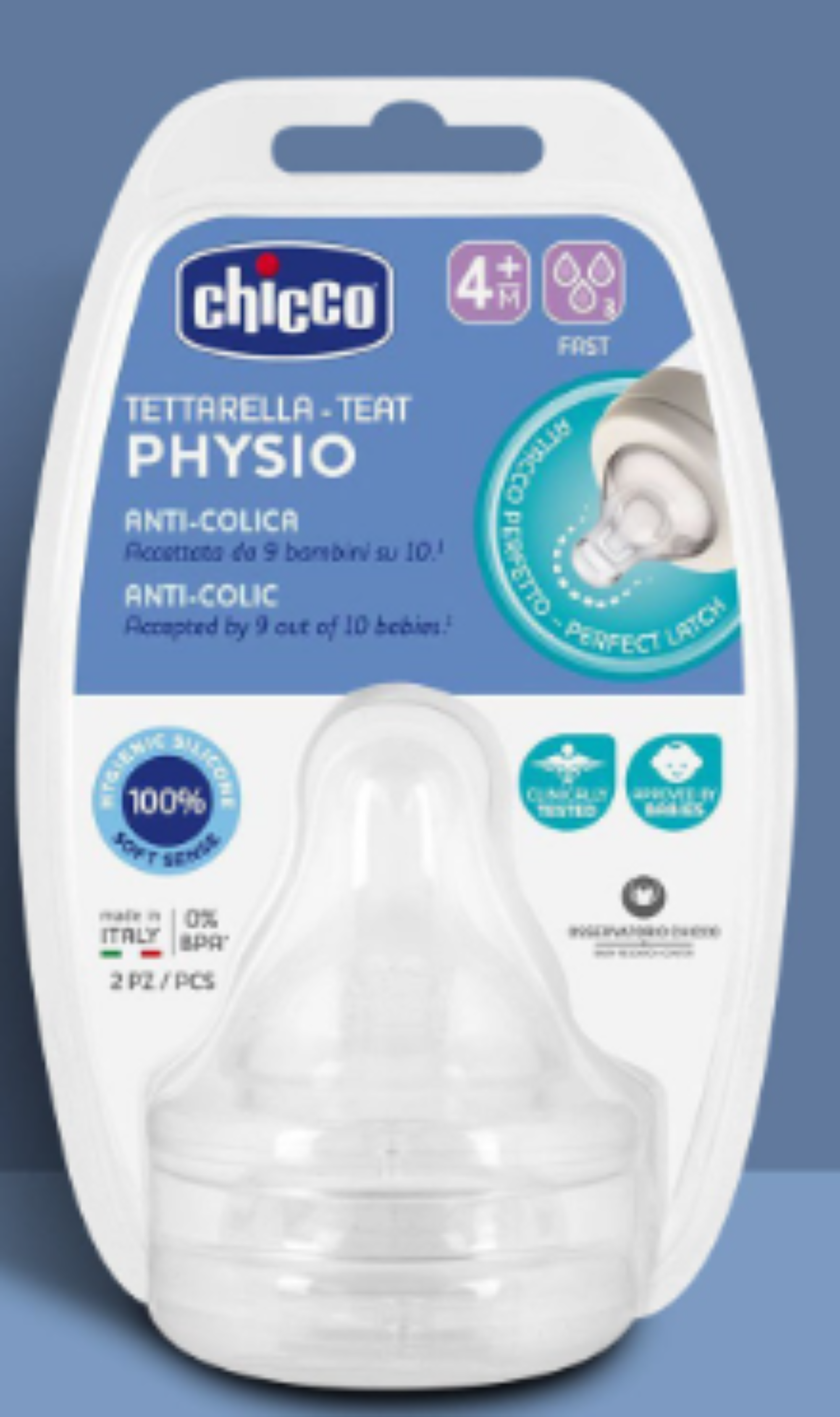 Chicco Perfect 5 Teat 4m+ Fast Flow Soft Silicone 2 PCS