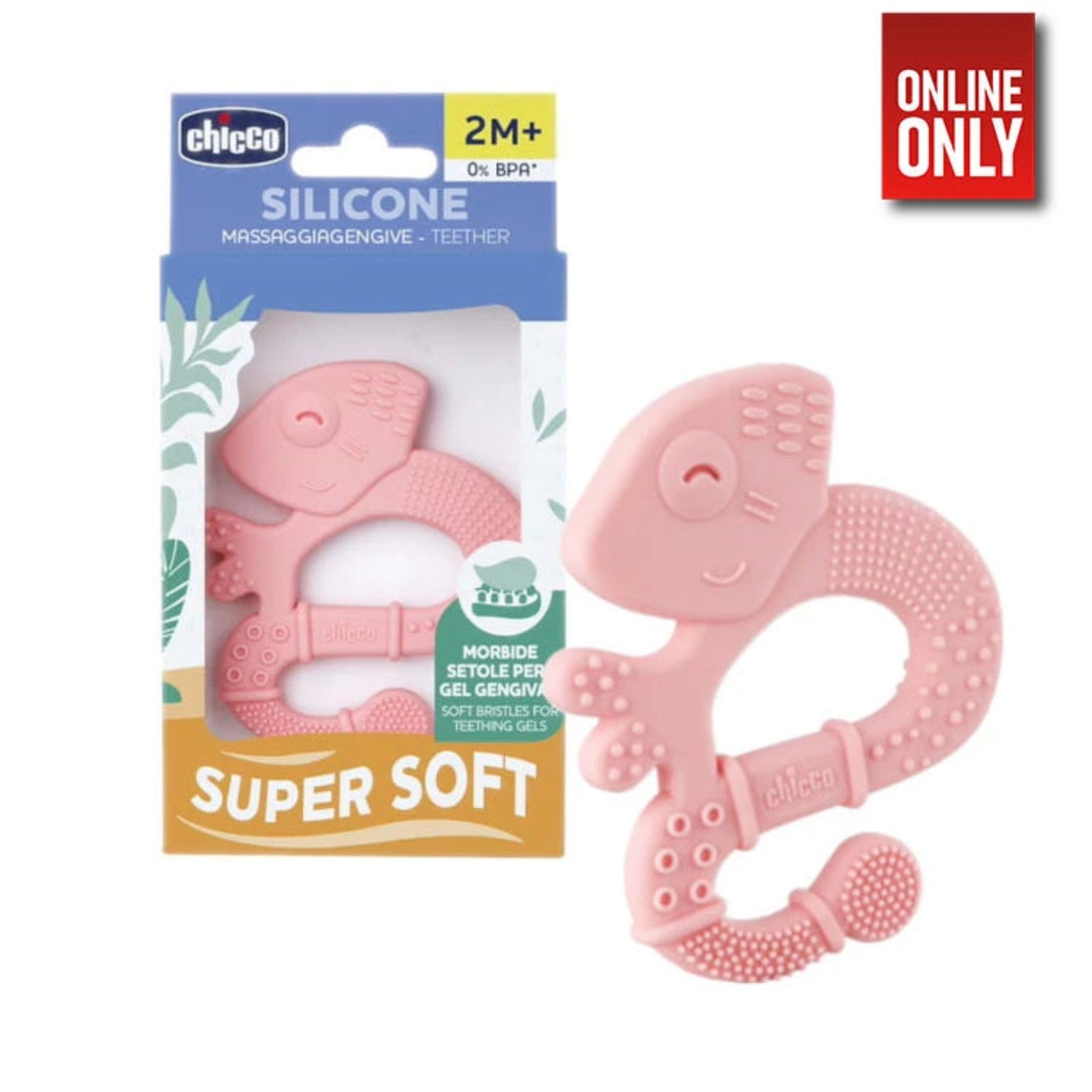 Chicco Soft Bristles Teether 2M+ Gentle Gum Relief - Pink Chicco Soft Bristles Teether 2M+ Gentle Gum Relief - Pink