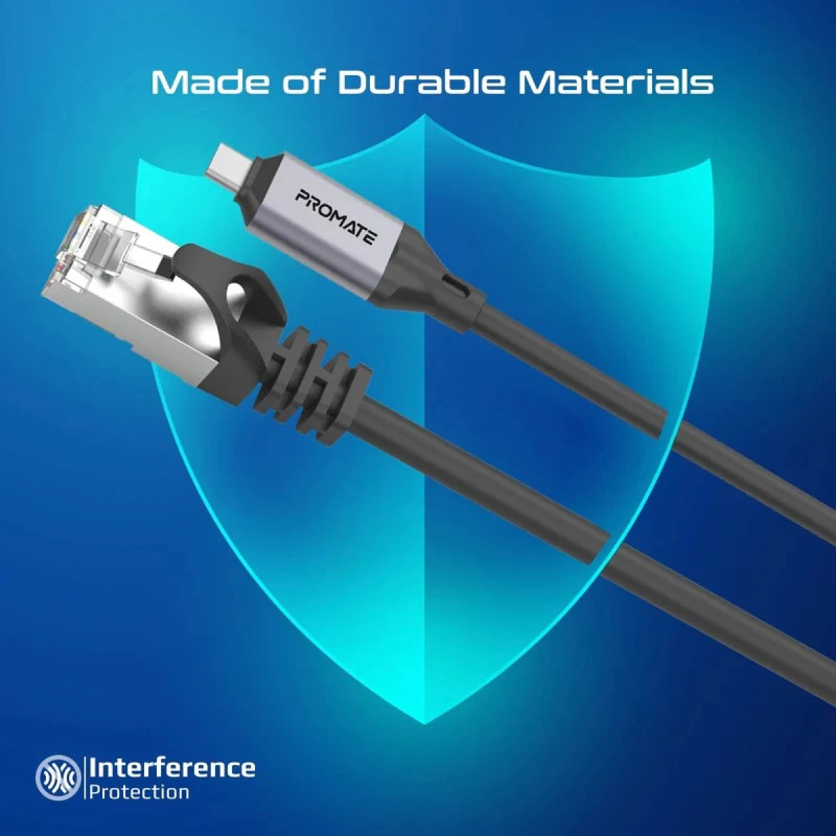 Promate CLink-RJ45 Ultra-Fast 1000Mbps Ethernet to USB-C Adapter Cable - 5m